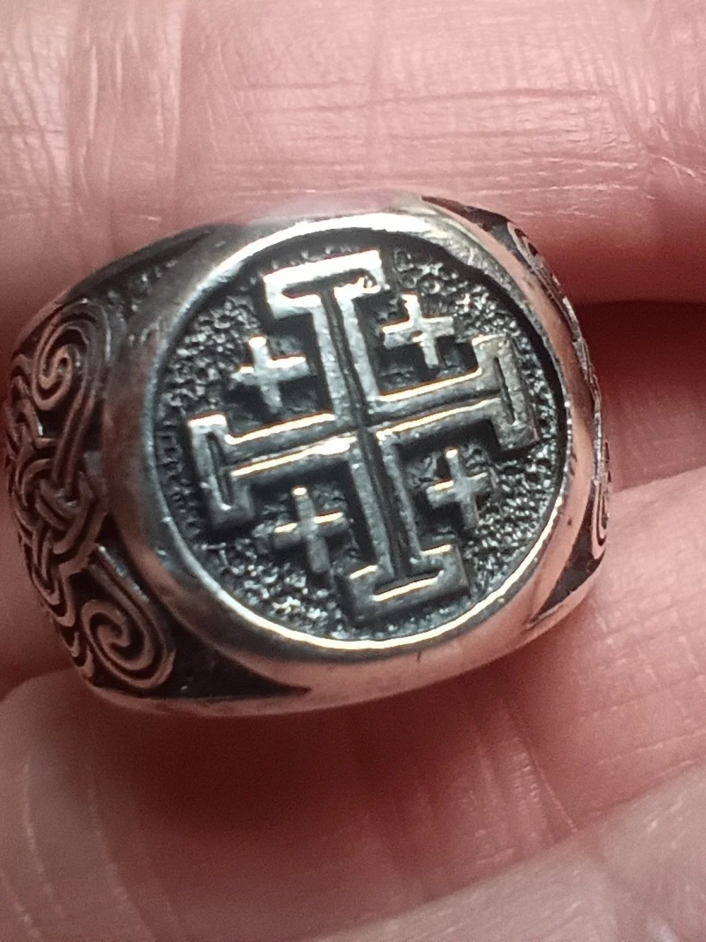 925 Silver Men's knights TemplarCross Signet Ring size 9
